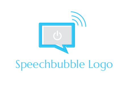 computer screen and chat bubble with waves logo