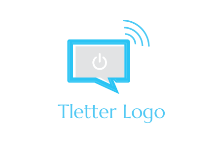 computer screen and chat bubble with waves logo