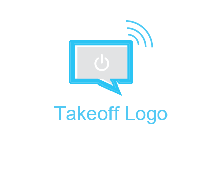 computer screen and chat bubble with waves logo