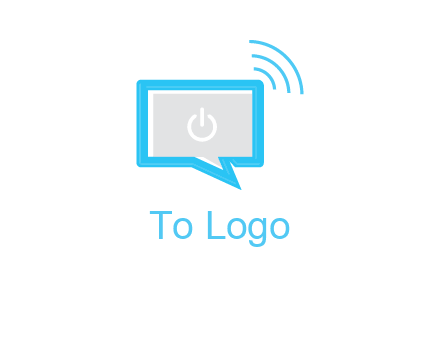computer screen and chat bubble with waves logo