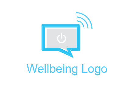 computer screen and chat bubble with waves logo