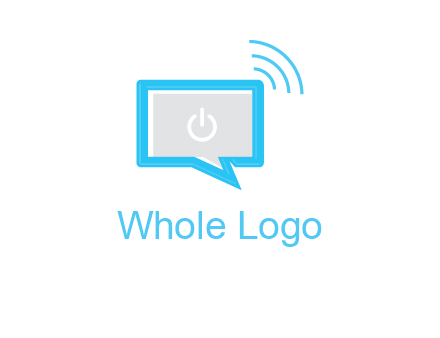 computer screen and chat bubble with waves logo