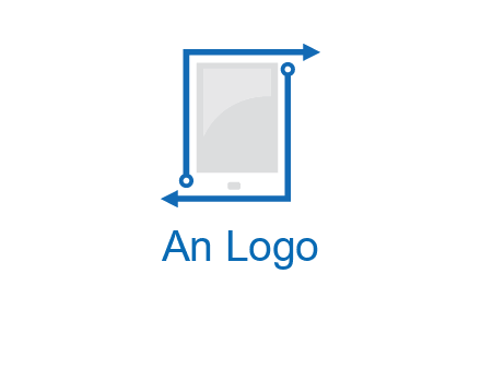 mobile with arrows and circuit logo
