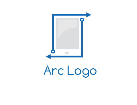 mobile with arrows and circuit logo