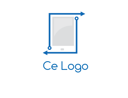 mobile with arrows and circuit logo