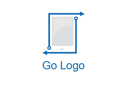 mobile with arrows and circuit logo