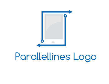 mobile with arrows and circuit logo