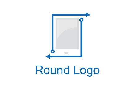 mobile with arrows and circuit logo