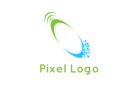 swooshes with pixels logo