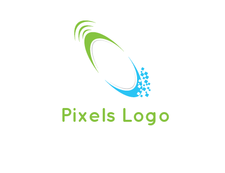swooshes with pixels logo