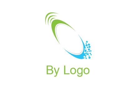 swooshes with pixels logo