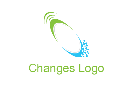 swooshes with pixels logo