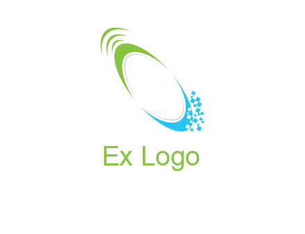 swooshes with pixels logo