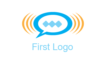 chat bubble in centre of waves logo