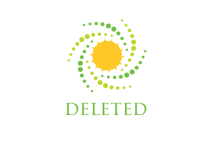 Halftone dots circle with sun logo