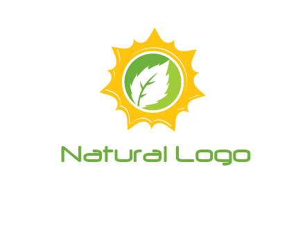 leaf in centre of sun logo