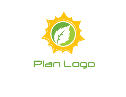 leaf in centre of sun logo