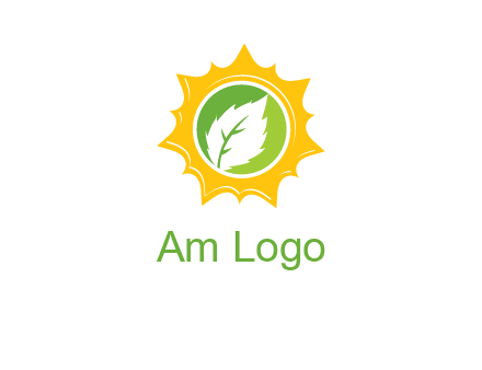 leaf in centre of sun logo
