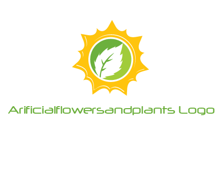 leaf in centre of sun logo