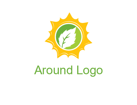 leaf in centre of sun logo