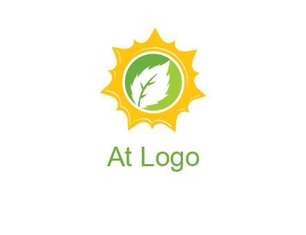 leaf in centre of sun logo