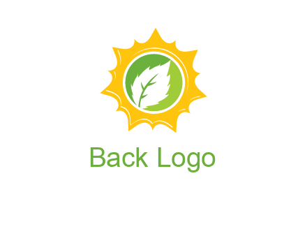 leaf in centre of sun logo
