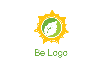 leaf in centre of sun logo