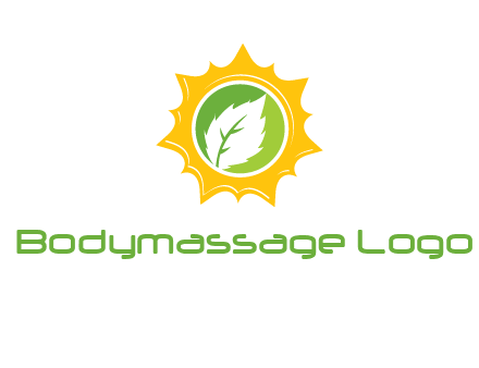 leaf in centre of sun logo