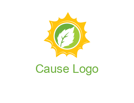 leaf in centre of sun logo