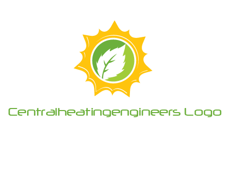 leaf in centre of sun logo