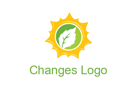 leaf in centre of sun logo