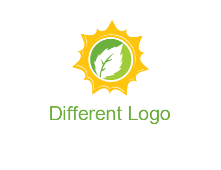 leaf in centre of sun logo
