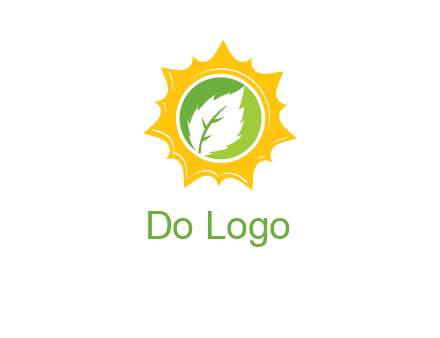leaf in centre of sun logo