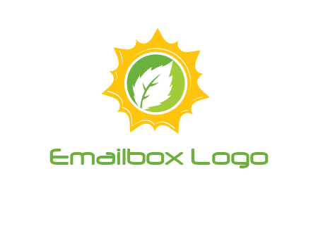 leaf in centre of sun logo