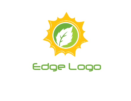 leaf in centre of sun logo
