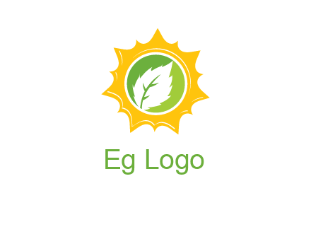 leaf in centre of sun logo
