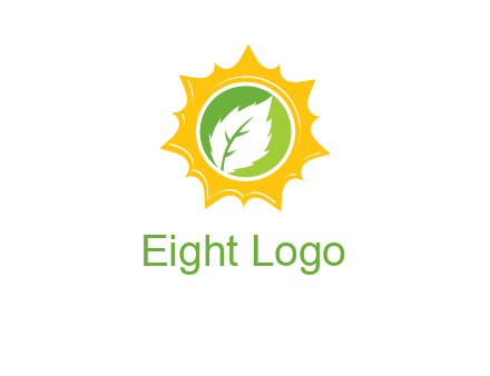 leaf in centre of sun logo