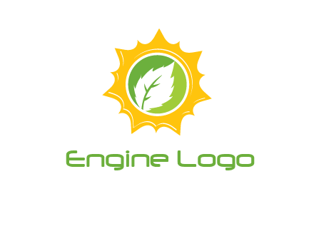 leaf in centre of sun logo