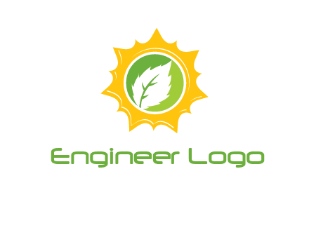 leaf in centre of sun logo