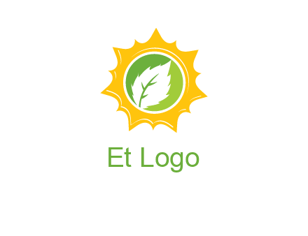 leaf in centre of sun logo
