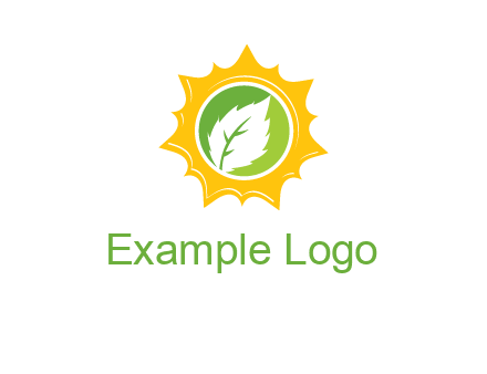 leaf in centre of sun logo