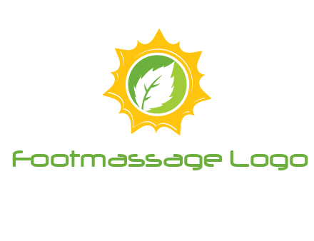leaf in centre of sun logo