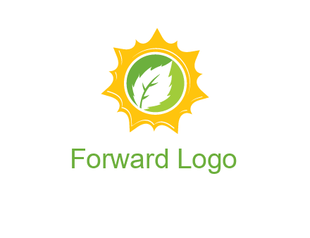 leaf in centre of sun logo