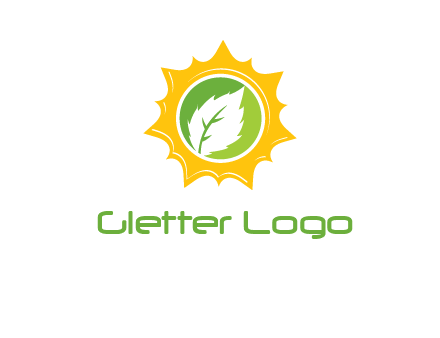 leaf in centre of sun logo