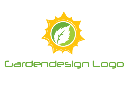 leaf in centre of sun logo