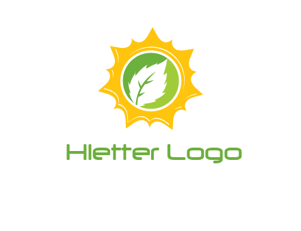 leaf in centre of sun logo