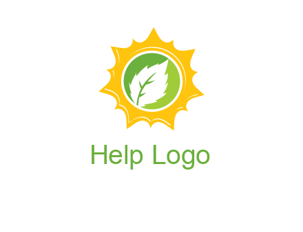leaf in centre of sun logo
