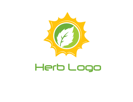 leaf in centre of sun logo
