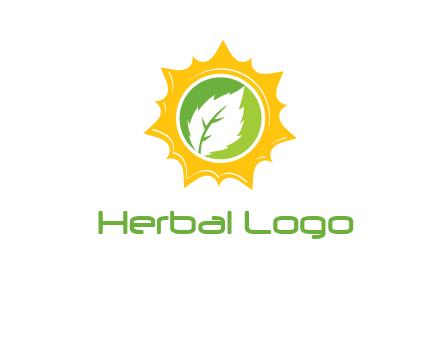 leaf in centre of sun logo