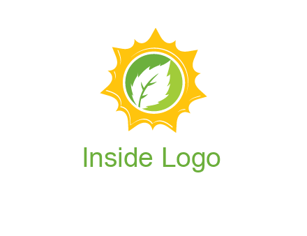 leaf in centre of sun logo